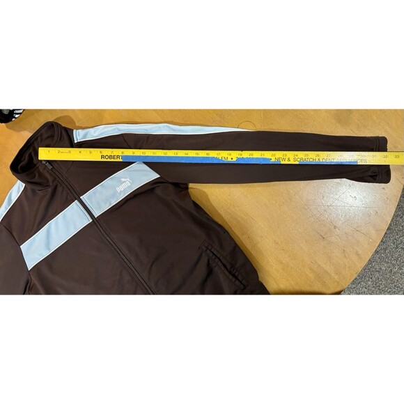 Puma Large Full Zip Track Jacket Brown Light Blue (see measurements In photos) - Picture 6 of 7